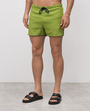 Vilebrequin Green linen swim shorts MCECL400