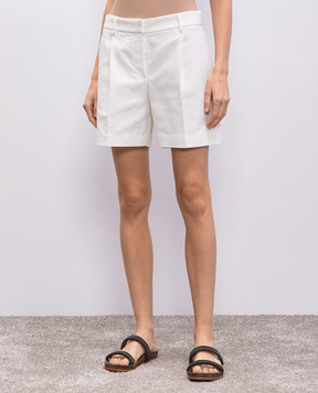 Brunello Cucinelli White linen shorts with monil chain MH534P8923