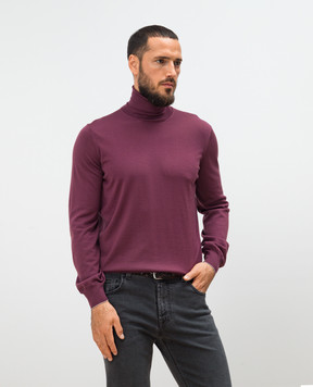 Brunello Cucinelli Burgundy golf from wool and cashmere M2400103