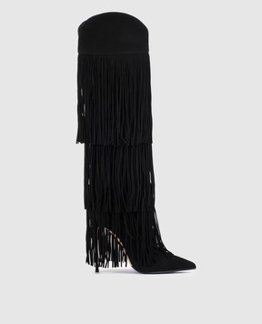 Le Silla ANDY black suede boots with fringe 2260E100RCPPPOW