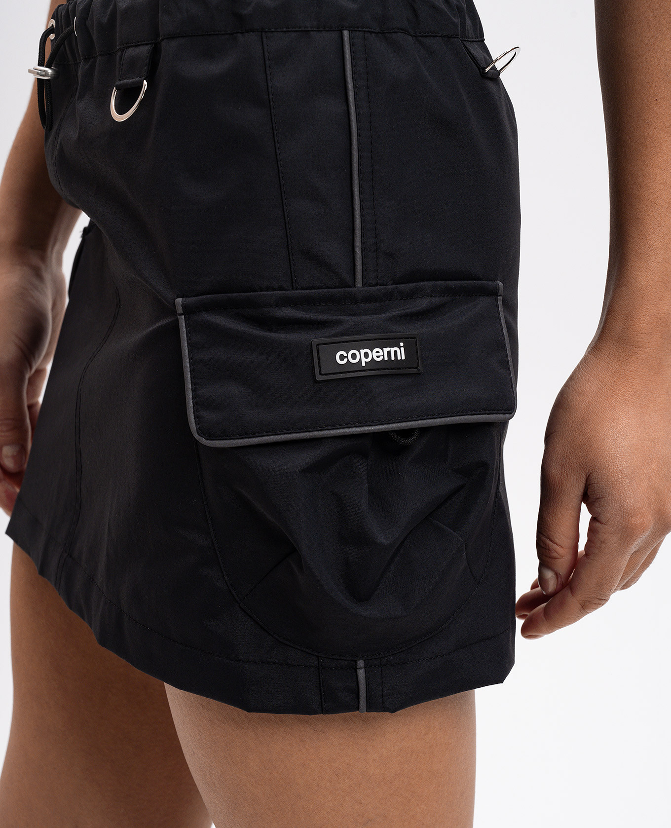 Black mini skirt with logo Coperni 5