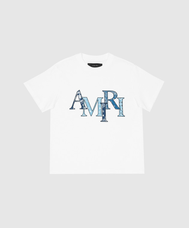 AMIRI - Kids White Bandana Staggered Logo T-Shirt AKJYTE1004