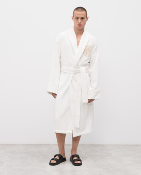 Versace Medusa Gala white terry robe with linen ZACJ000201A11941