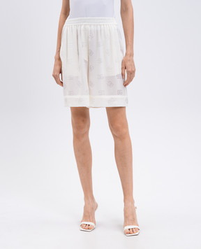Dolce&Gabbana White silk shorts with logo FTAM7TFJ1JO