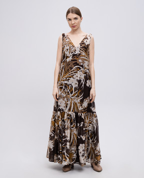 Max Mara Brown ACCA dress with floral print silk ACCA