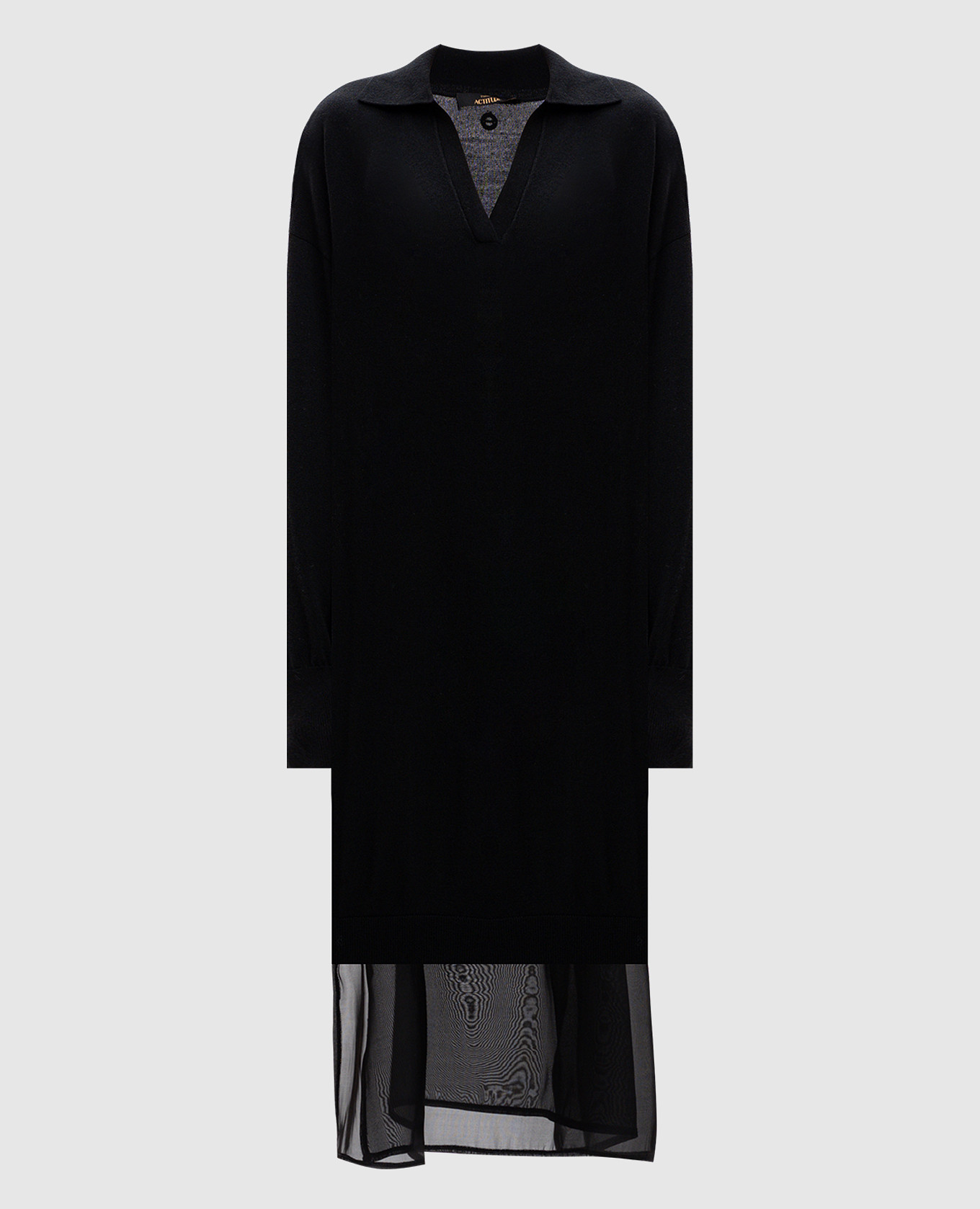 

Black wool dress with removable lining and metallic Oval T logo Twinset Actitude