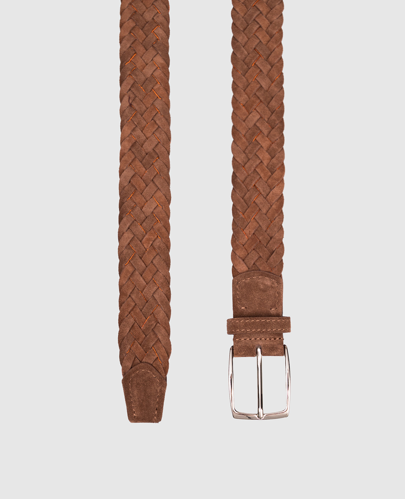 

Brown suede belt with weaving ISAIA