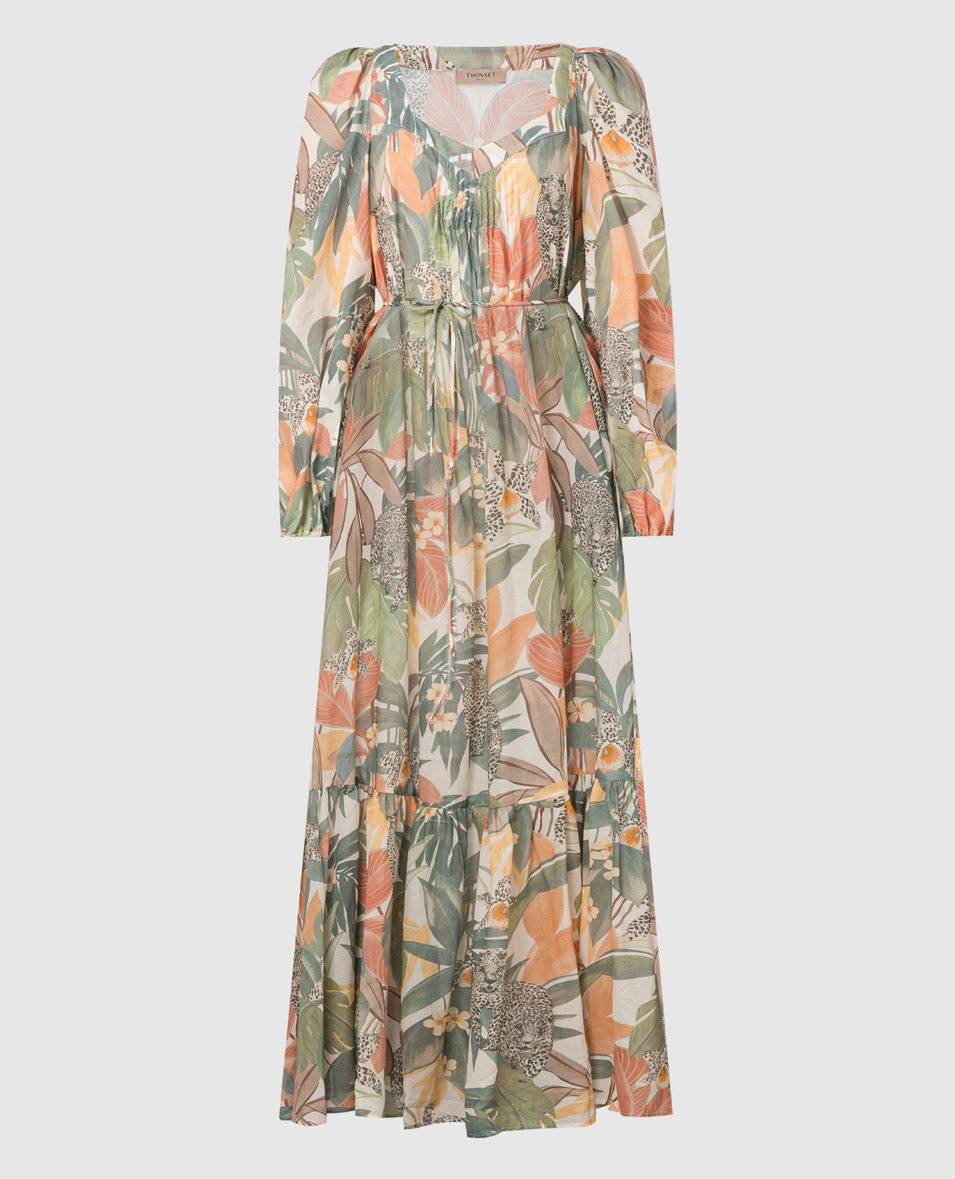 

Dress in floral print with logo Twinset, White