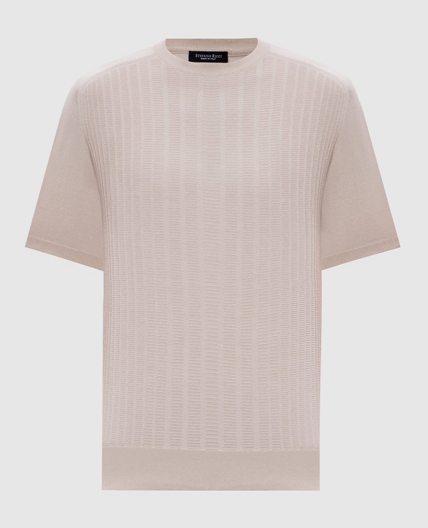 

Beige silk T-shirt with monogram logo Stefano Ricci