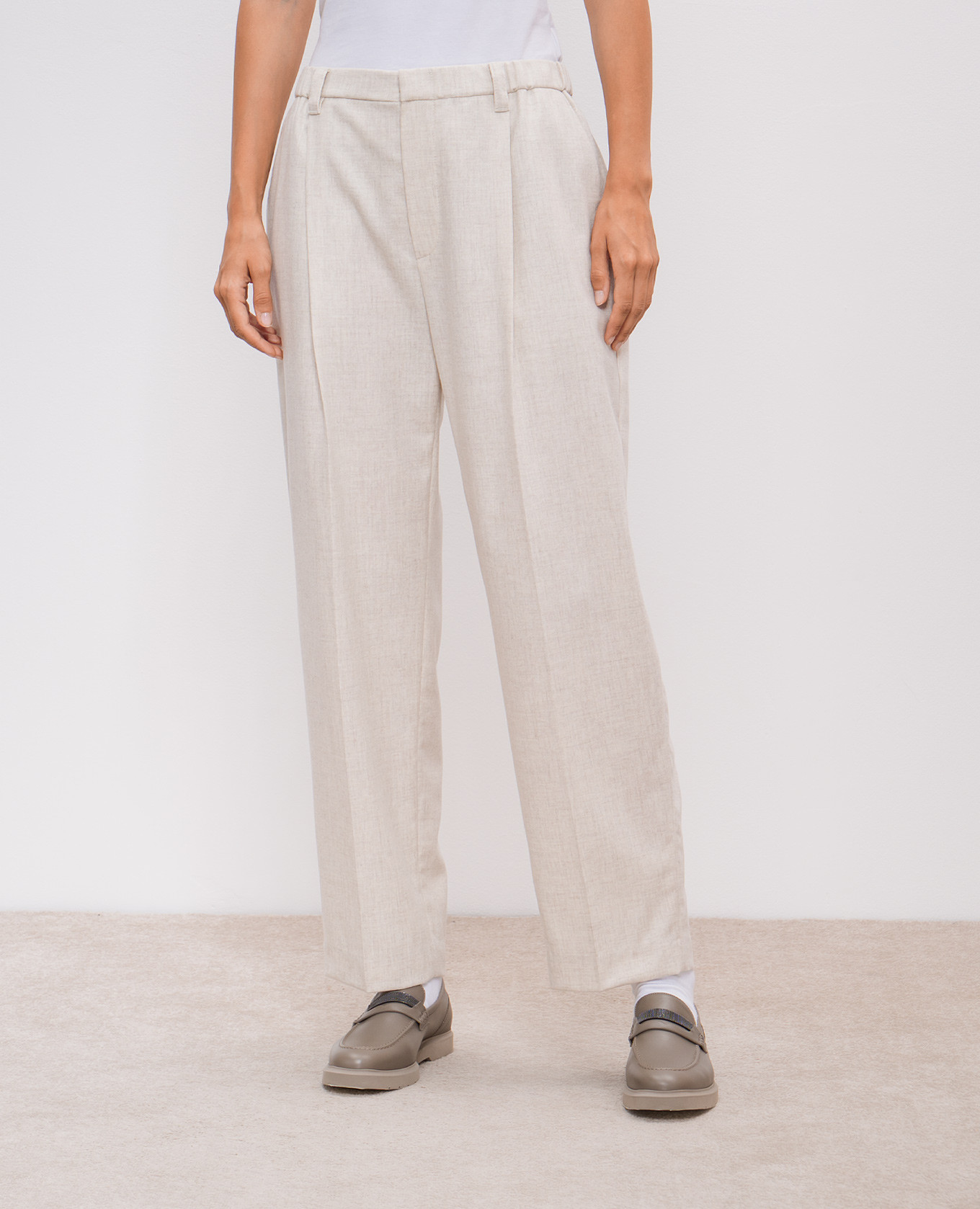 

Beige pants made of wool and cashmere Brunello Cucinelli