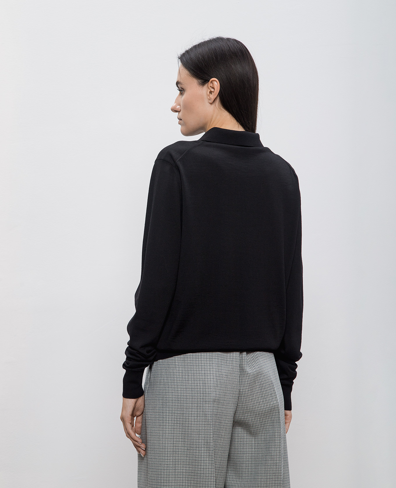 

Black wool jumper with logo-engraved metal brooches Jil Sander