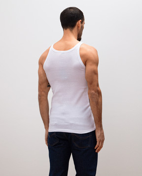 Dolce&Gabbana White ribbed T-shirt with logo patch M8C19JONN96