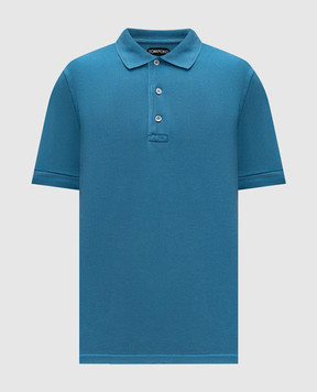 Tom Ford Blue polo with embroidered monogram logo JPS011JMT009S25