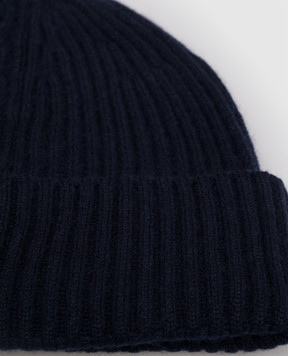 Brunello Cucinelli Blue ribbed cashmere hat M2293900
