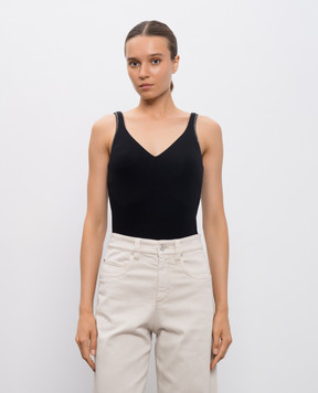 Brunello Cucinelli Black top with monil chain M0T18BA702