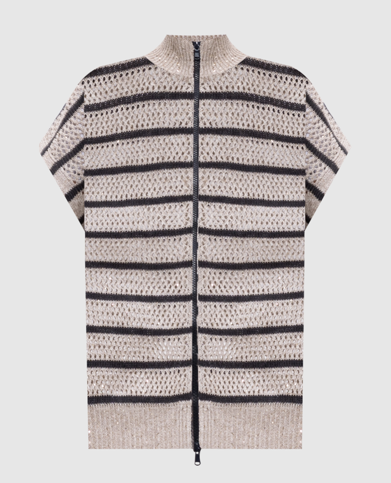 

Beige striped linen openwork vest Brunello Cucinelli