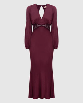 Twinset Burgundy maxi dress with macrame lace 252TP2482