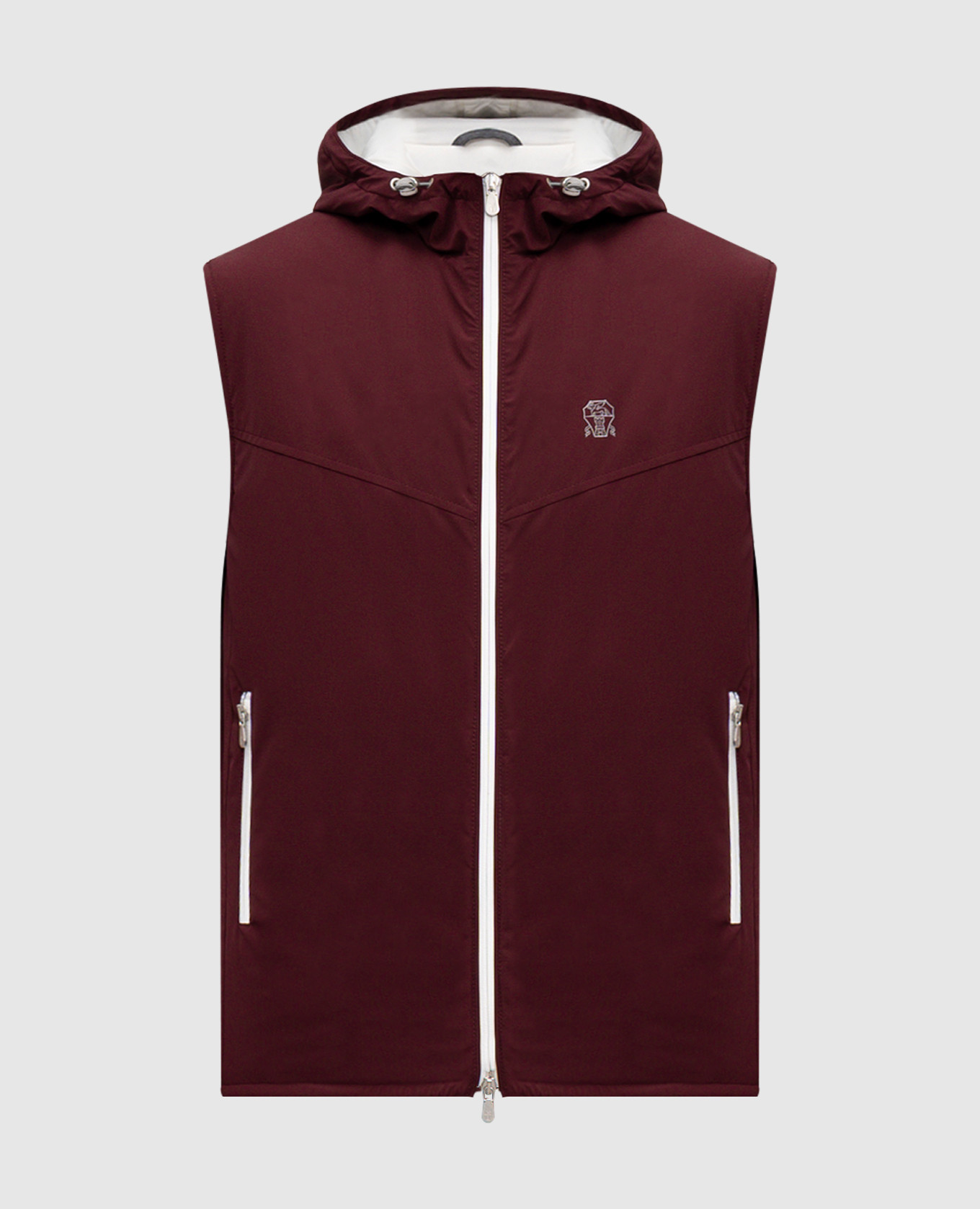 

Burgundy vest with embroidered logo emblem Brunello Cucinelli