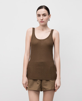 Helmut Lang Khaki ribbed top P02HW705