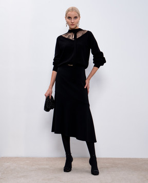 Twinset Black skirt of asymmetric cut with a frill 242TP2084