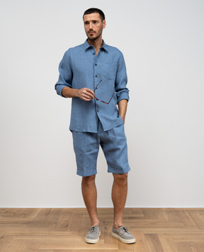 Cashmere&Whiskey Blue linen shorts 0255500195