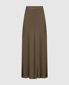 Jacob Lee Khaki silk maxi skirt WSS018SS25LO