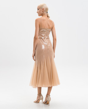 David Koma Beige midi dress with sequins PF25DK70D
