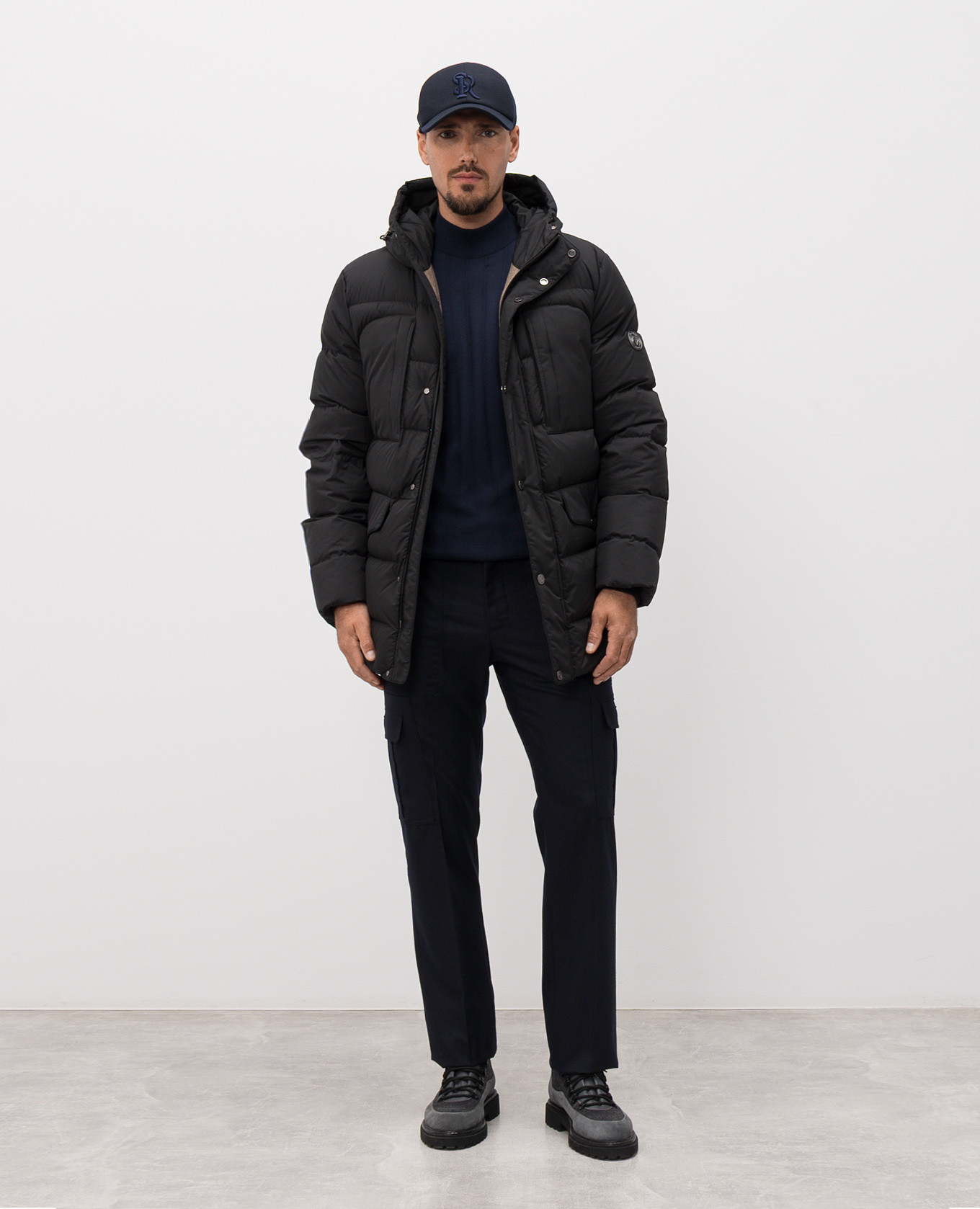 

Blue wool cargo pants with logo Stefano Ricci