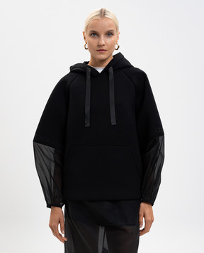 Twinset Black hoodie with logo 252TP2194