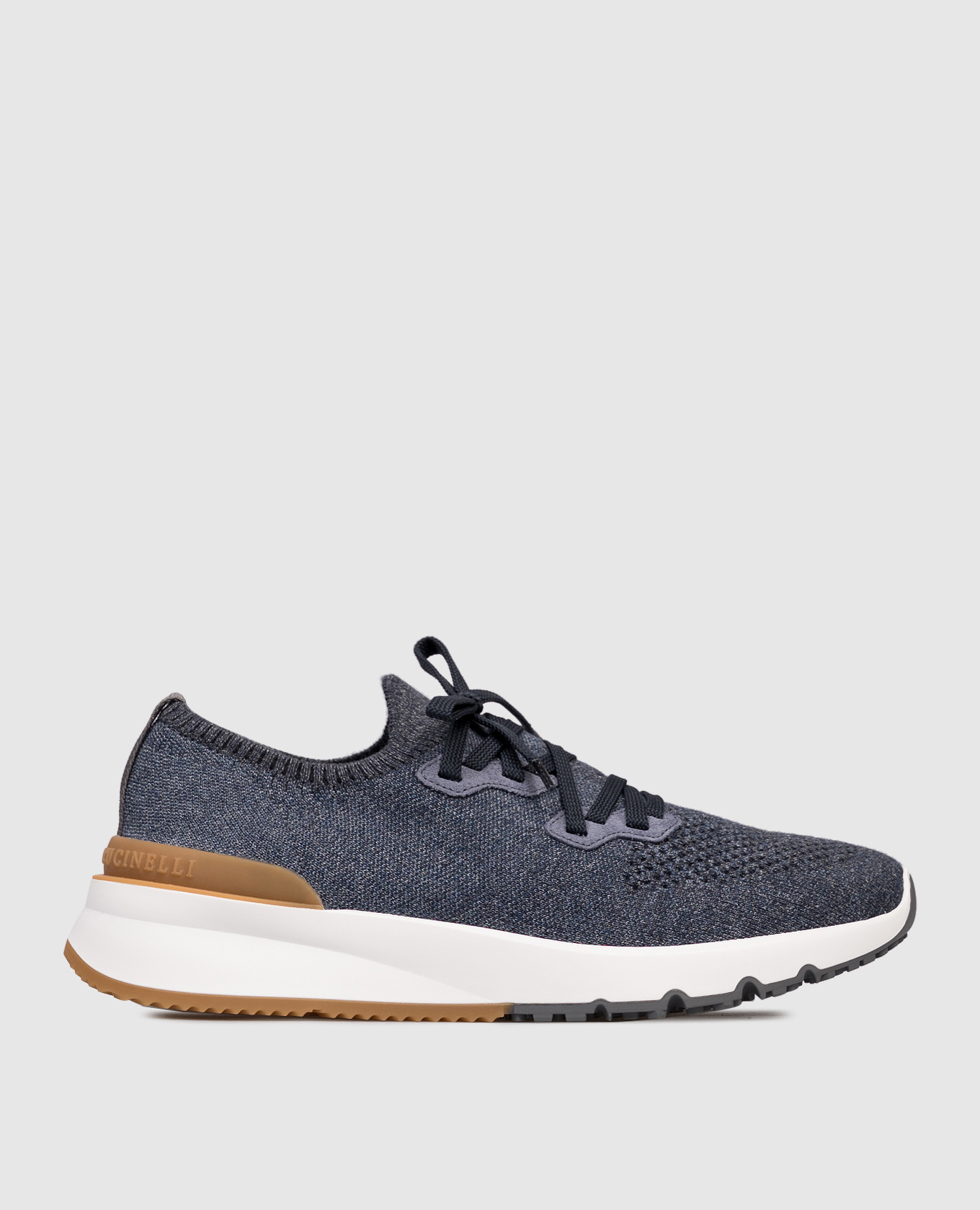 Blue sneakers with textured logo Brunello Cucinelli