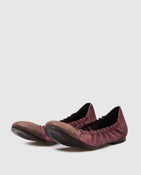 Brunello Cucinelli Burgundy suede ballet flats MZDBXC765