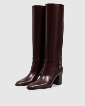 Saint Laurent Burgundy leather boots JULIA 818207AAEHR