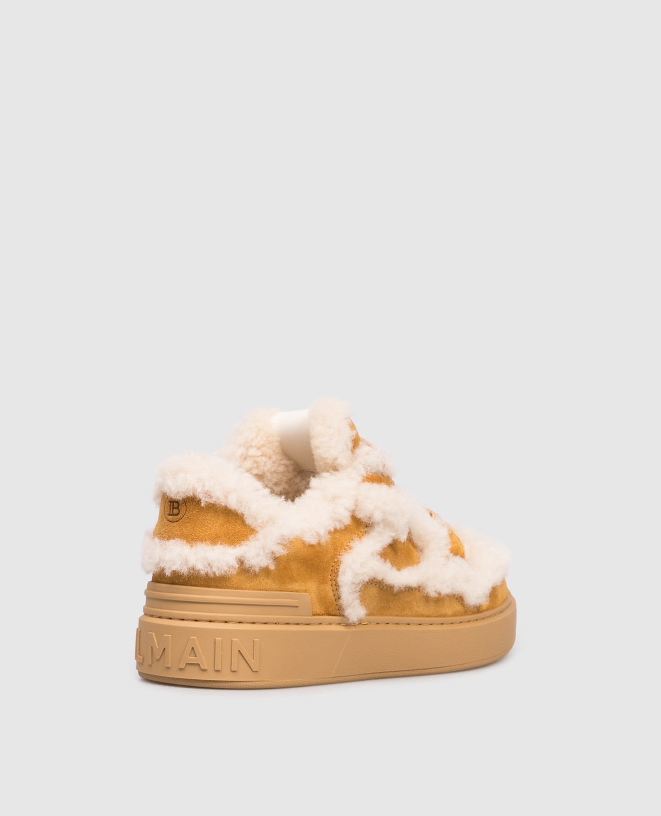 

Brown suede sneakers with fur Balmain