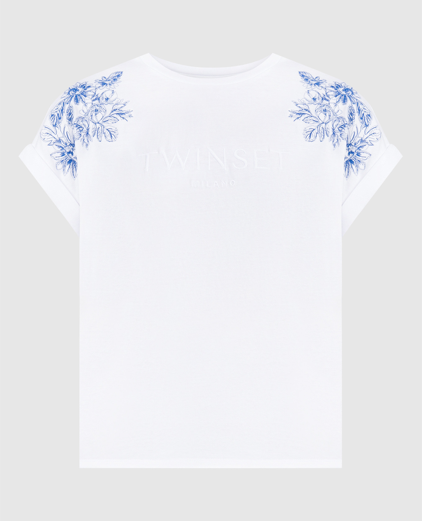 

White T-shirt with floral embroidery Twinset