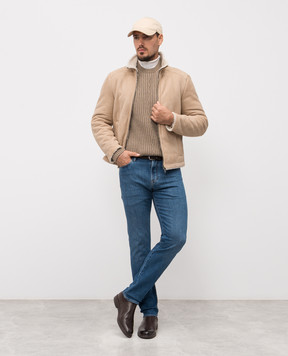 Cashmere&Whiskey Beige cropped sheepskin coat 23265300965