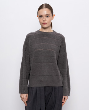 Brunello Cucinelli Gray cashmere and wool sweater with sequins MBM738200P