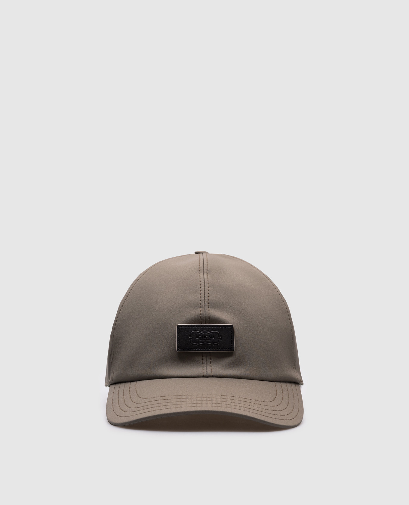Khaki cap with logo patch Agnona
