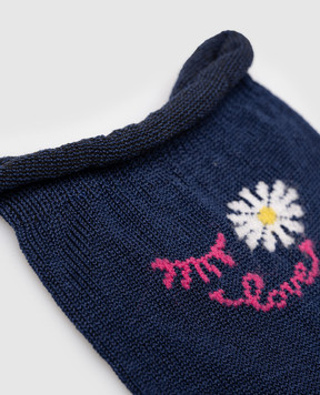 RiminiVeste Children's blue socks Ciocca with a pattern in the form of a flower 4505