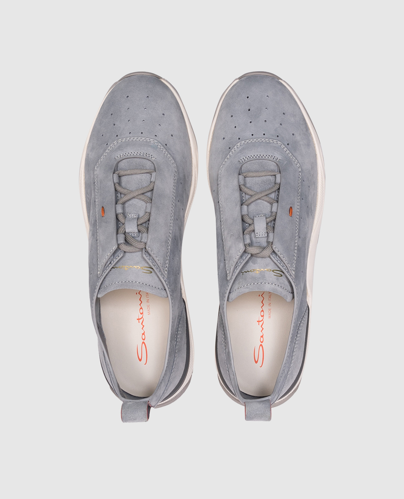 

NEW LEAS5 grey suede sneakers with logo Santoni