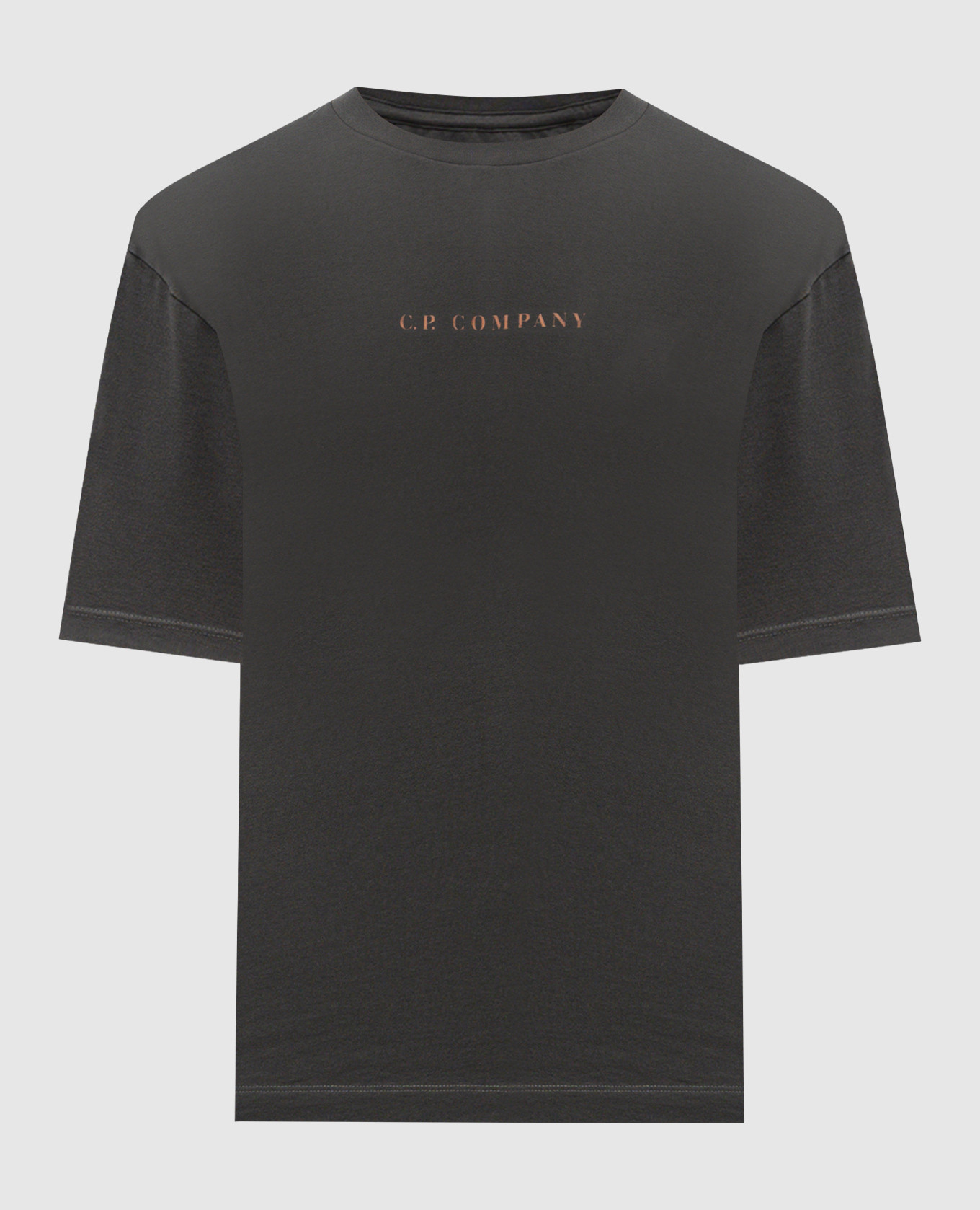Green T-shirt with logo and emblem print C.P. Company