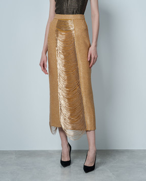Alexander McQueen Yellow midi skirt with fringe 791072Q1A9M