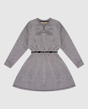 Off-White Children's gray lurex dress with logo pattern OGDF002F24FLE001