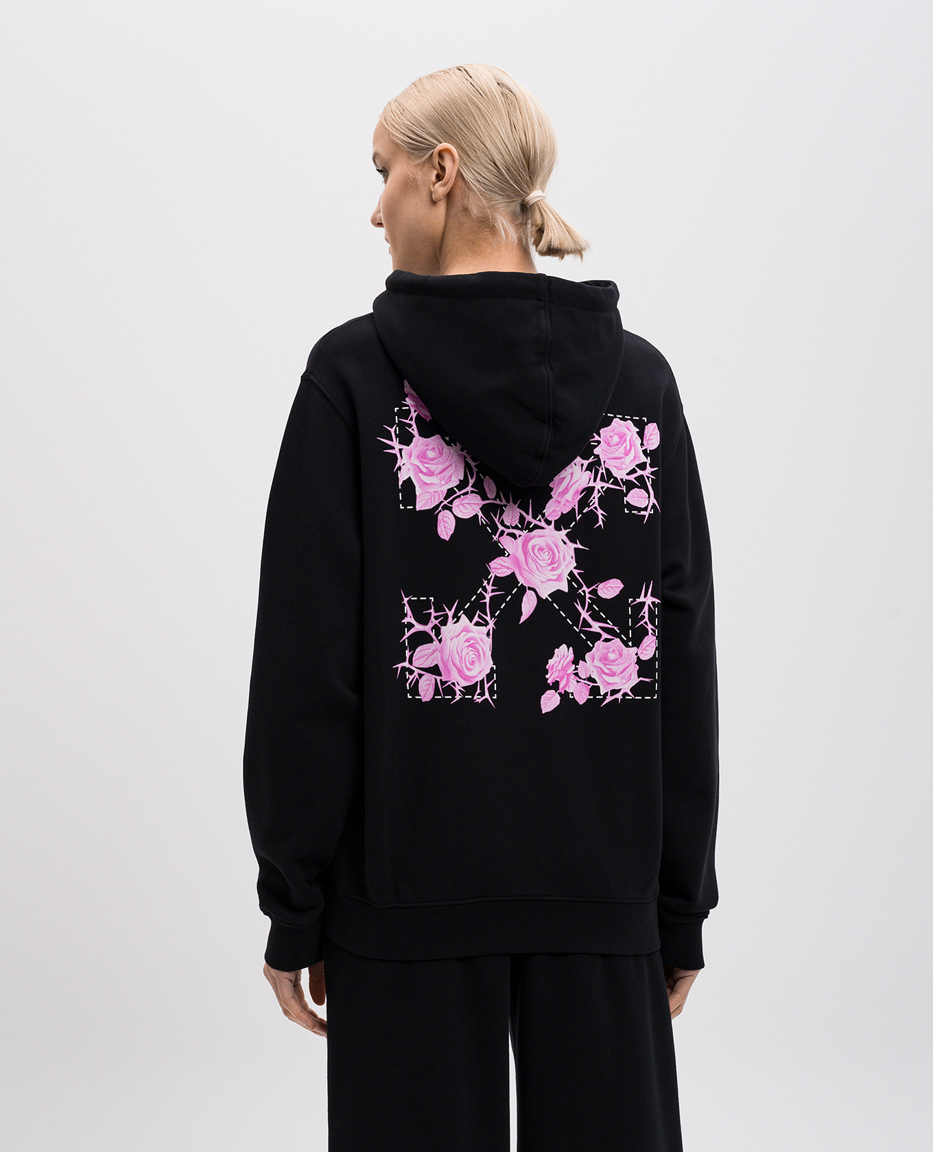 

Black hoodie with Bookish rose print Off-White