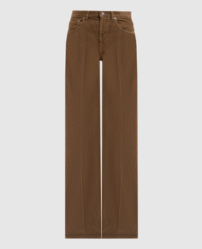 Saint Laurent Brown corduroy pants with logo patch 705103Y29IA