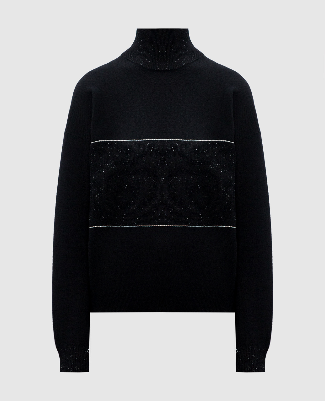 

Black wool, silk and cashmere jumper with monil chain Peserico
