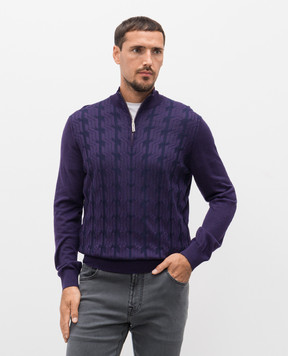 Stefano Ricci Purple cashmere and silk patterned jumper K808096L01F25374