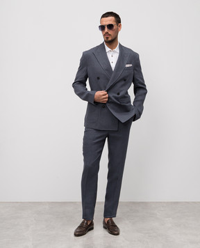 Peserico Blue linen pants R54095N08266