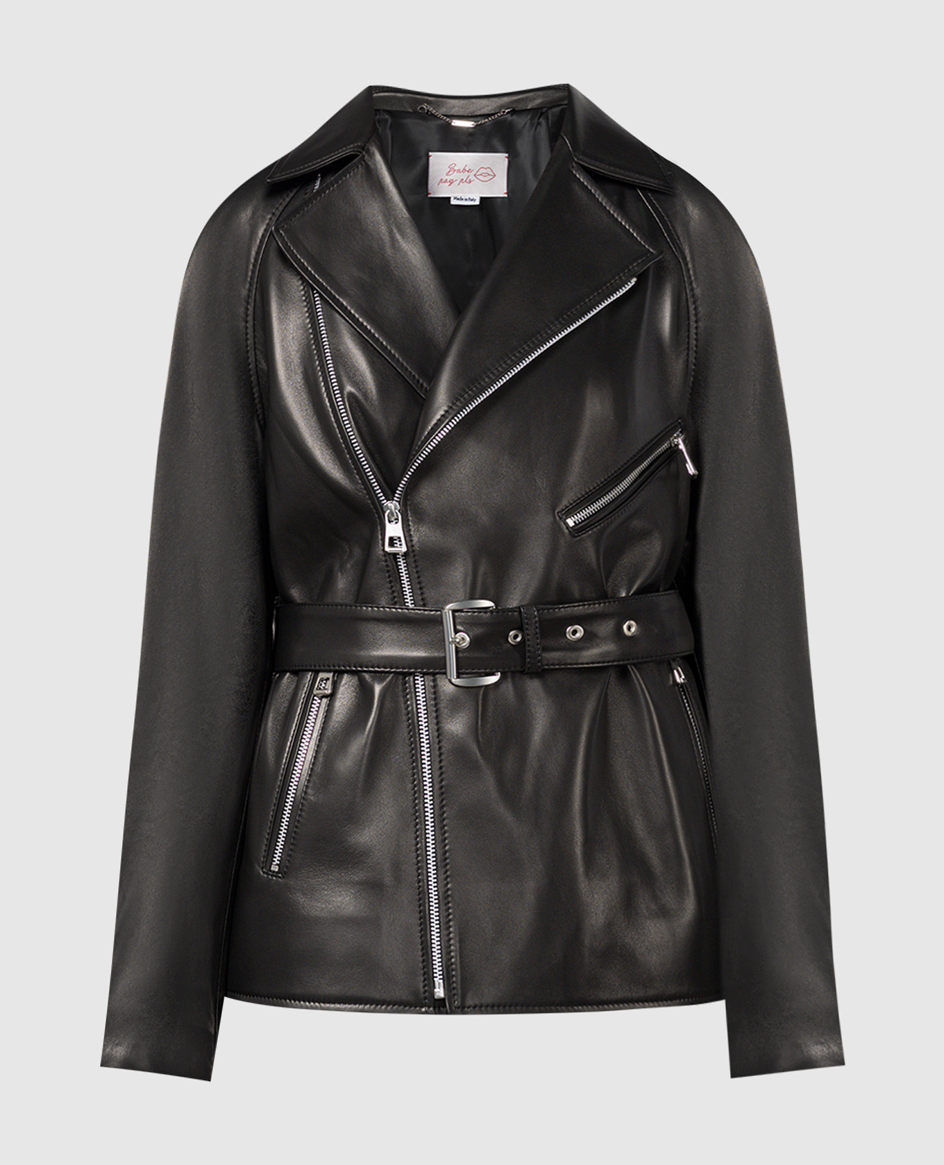 

Black leather elongated jacket Babe Pay Pls, Черный