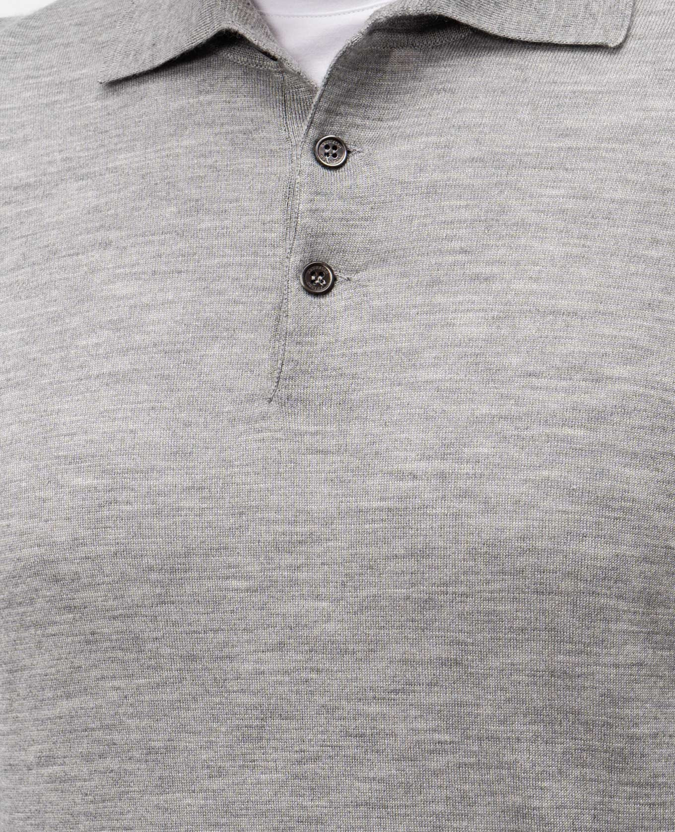 Grey cashmere and silk long-sleeved polo shirt Brunello Cucinelli 5