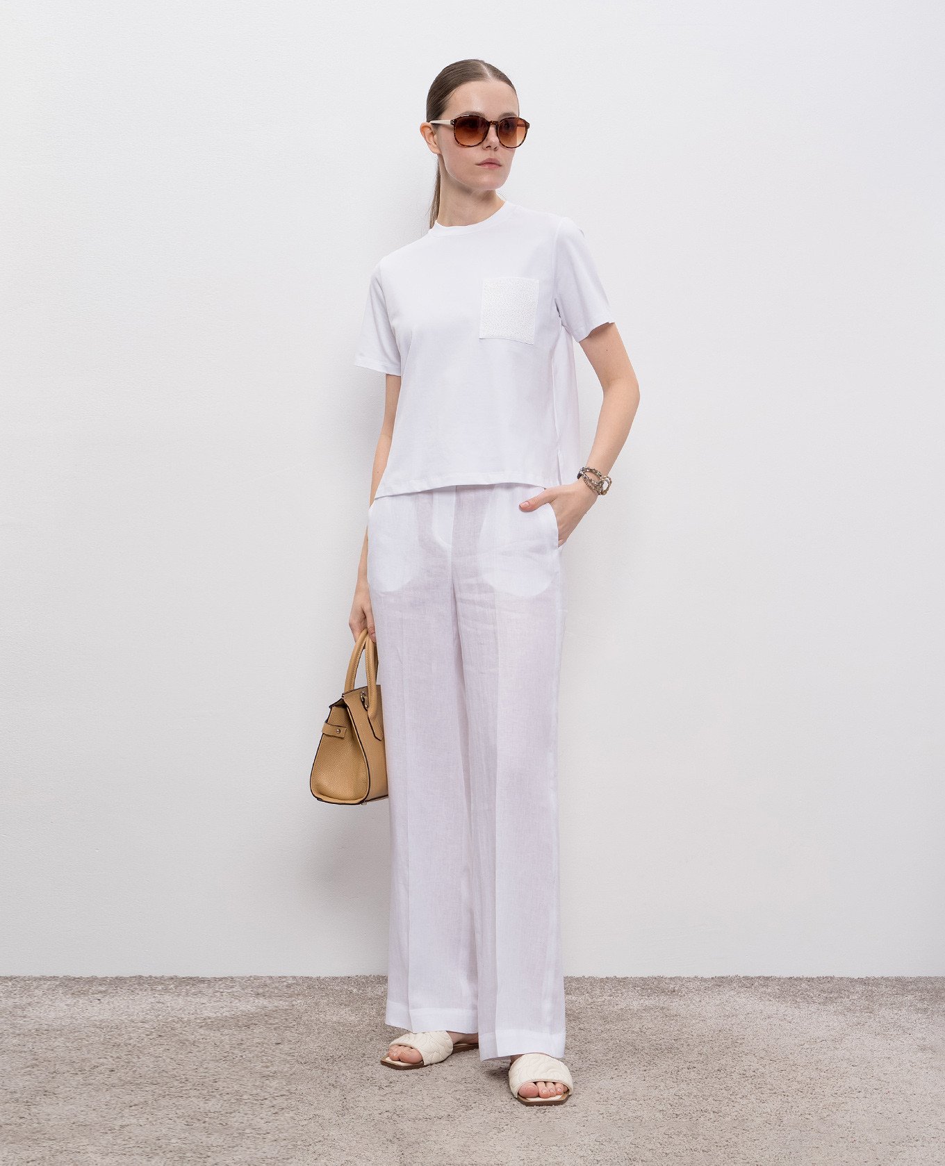 

White T-shirt with beads Peserico
